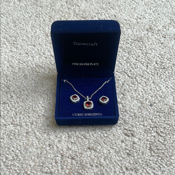 danecraft Jewelry - Red and Silver Necklace with Circular Pendant